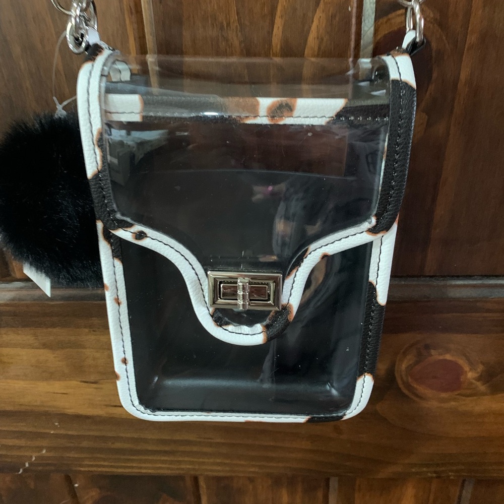Stylish Transparent Crossbody Bag with Black and White Accents